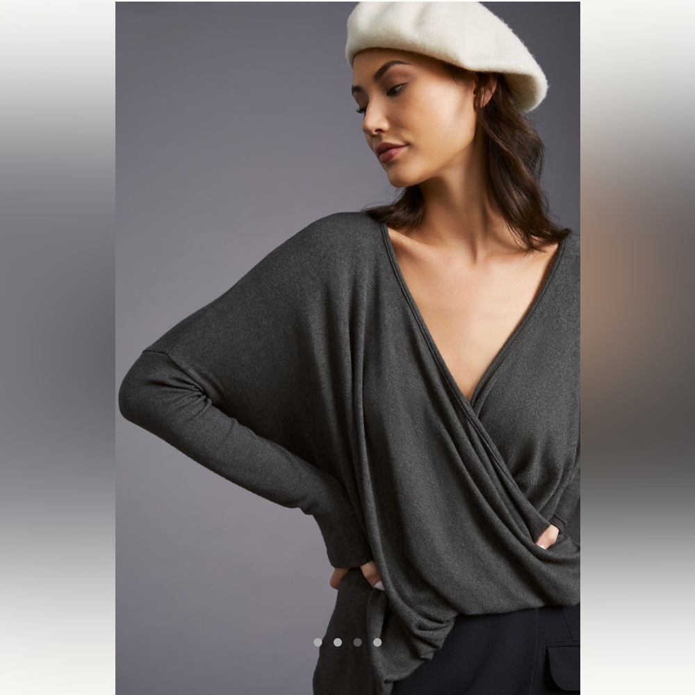 Anthropologie Amadi Draped Wrap Knit Top, Size XL - Picture 3 of 8